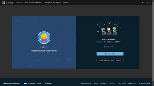 microsoft learn module -fundamentals of generative ai