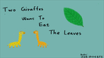 Two Giraffes Want to Eat the Leaves